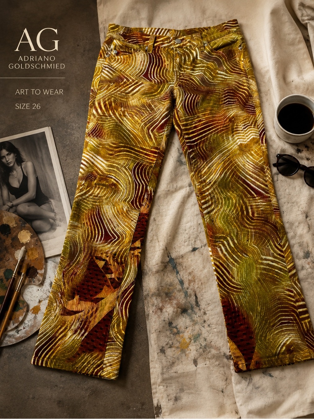 AG Adriano Goldschmied Printed Flare Pants | Mid Rise | Size 26